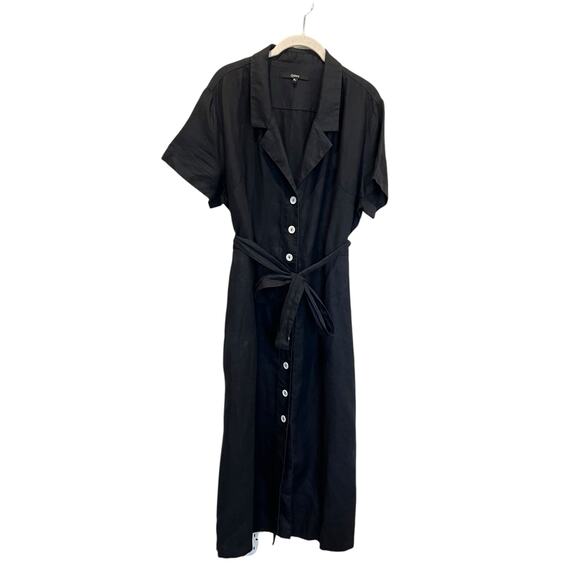 Quince 100% European Linen Button Front Dress in Black Women's XL - Picture 6 of 13